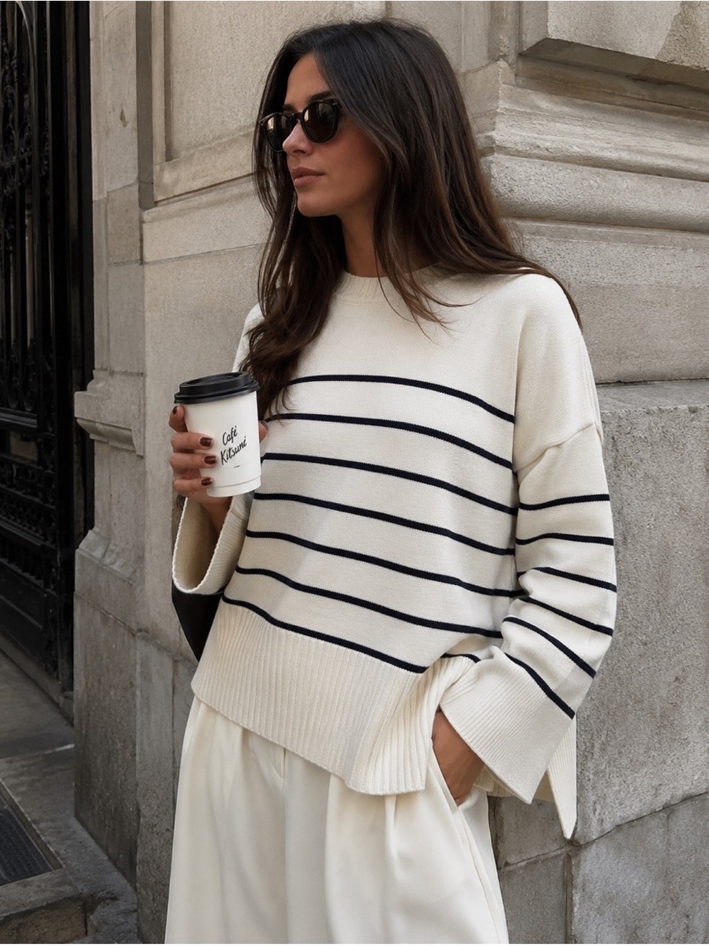ZARA oversized striped knit sweater